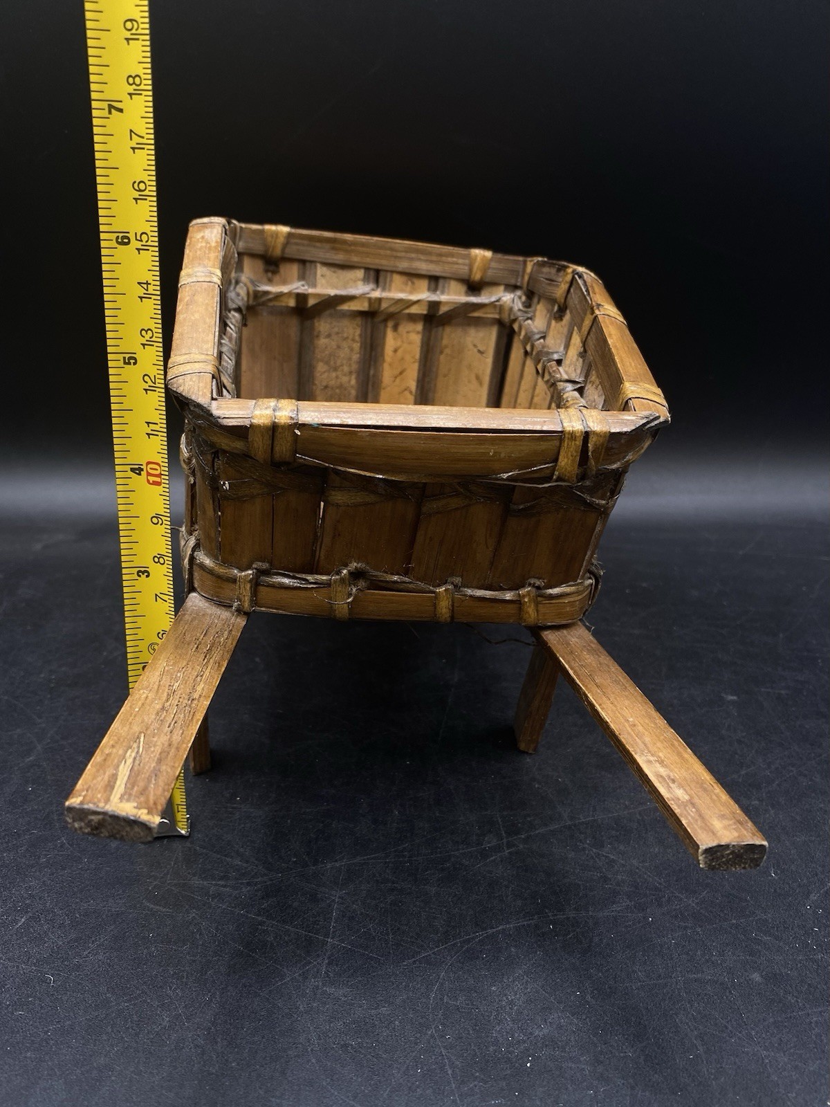 Wicker Wheelbarrow Cart Display Basket Plant Holder Vintage READ