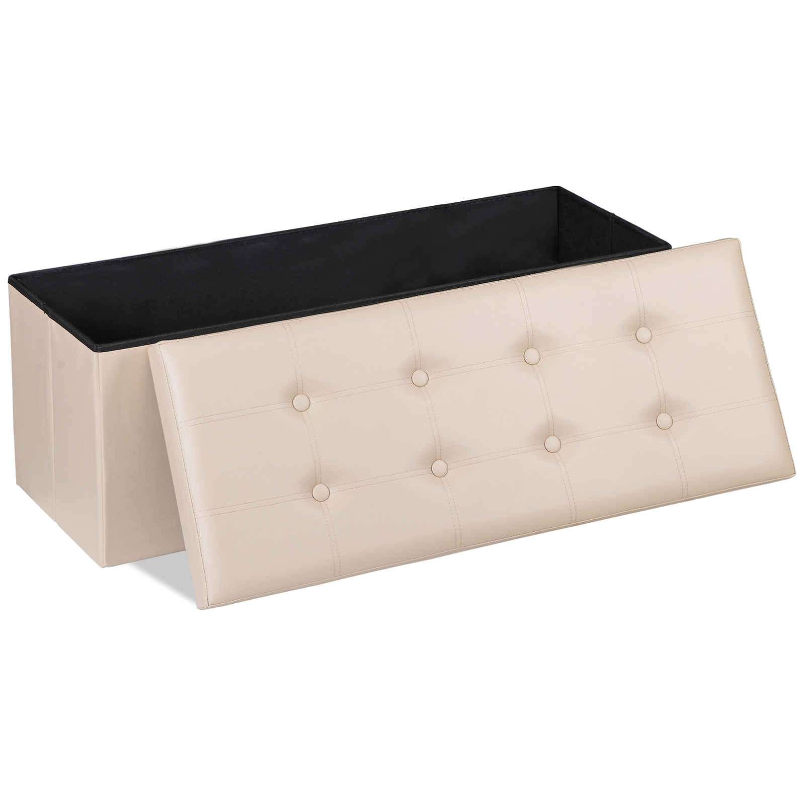 43" Folding Storage Ottoman Bench Fireproof Storage Chest Foot Rest Stool 660lbs