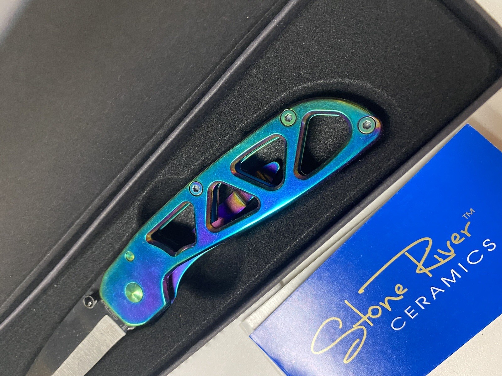 New Stone River Gear SRG5RTB Ceramic Folding Knife w Titanium Coated Handle