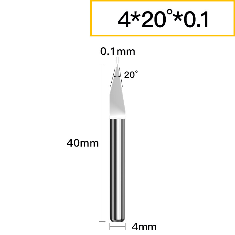 4mm Shank Carbide Flat Bottom Engraving Bits CNC Router Bits V Carving Cutters
