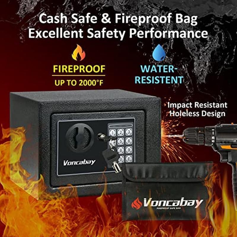 Fireproof Safe Box W/ Sensor Light Digital Keypad Security Lock Waterproof New