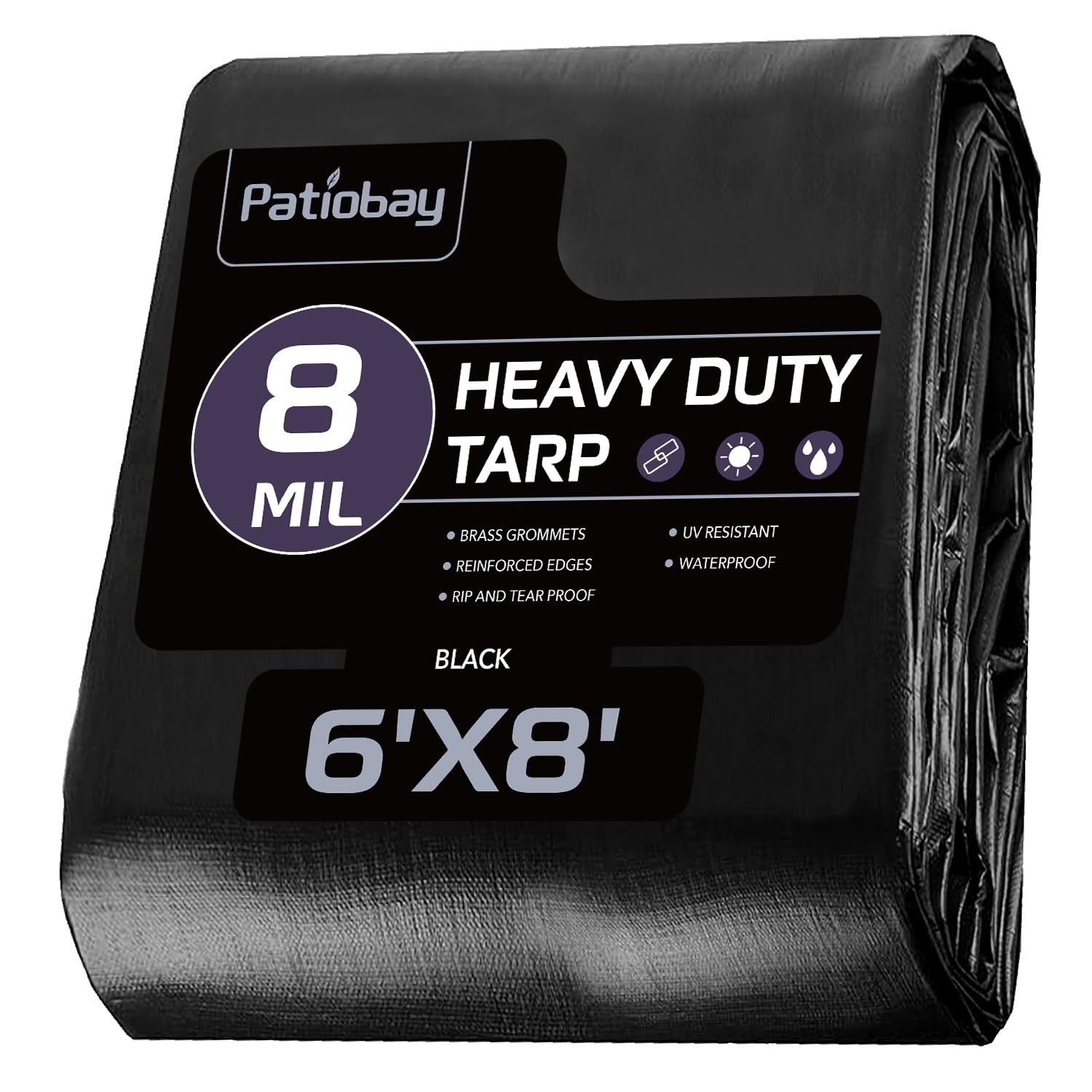 Tarp 6x8 Feet, 8 Mil Waterproof Tarps Heavy Duty with Grommets Every 23.6", T...