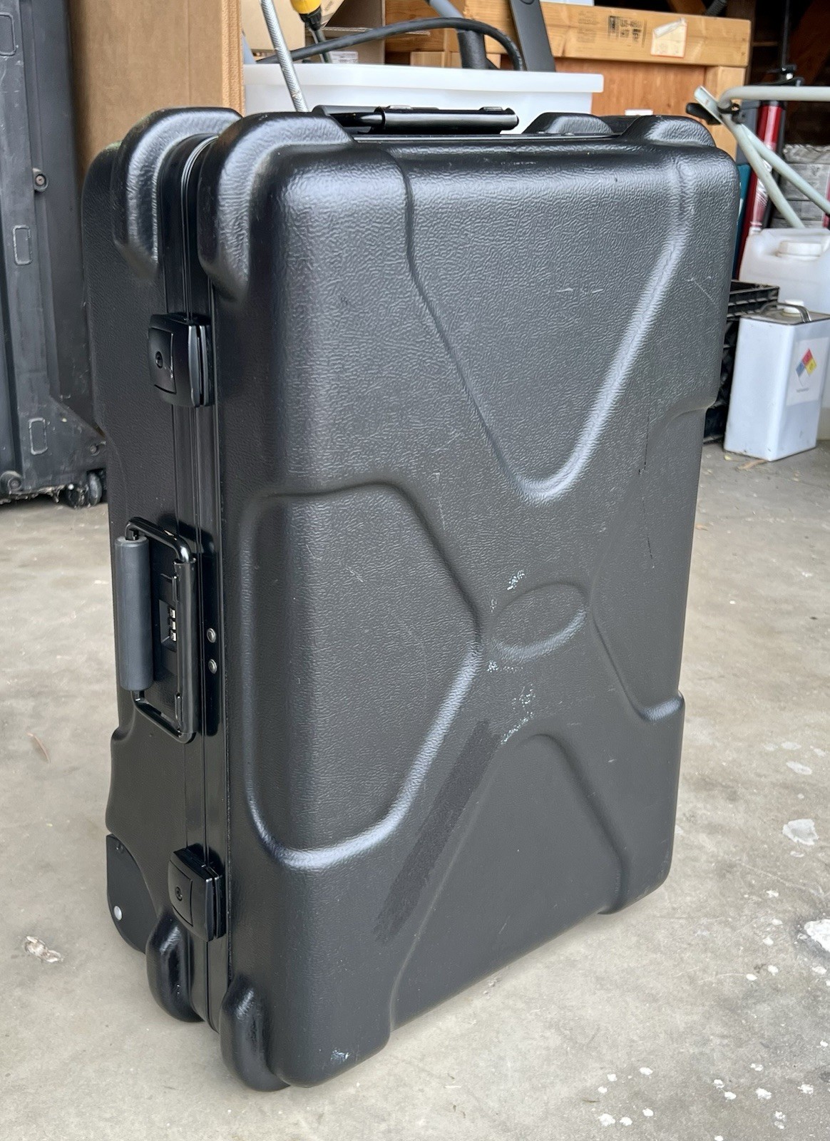 19" Black Hard-shell Plastic Wheeled Rolling Combination Music Suitcase Case Box