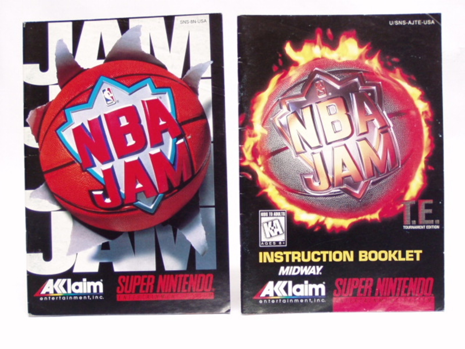 Both NBA JAM and NBA JAM T.E. Manuals SNES SUPER NINTENDO