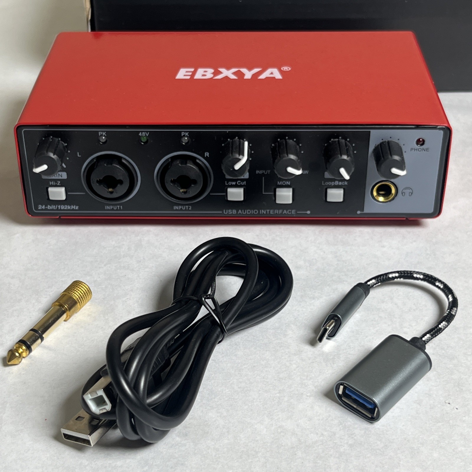 EBXYA 2x2 USB Audio Interface for Recording, Streaming Podcasting 24 Bit 192KHZ