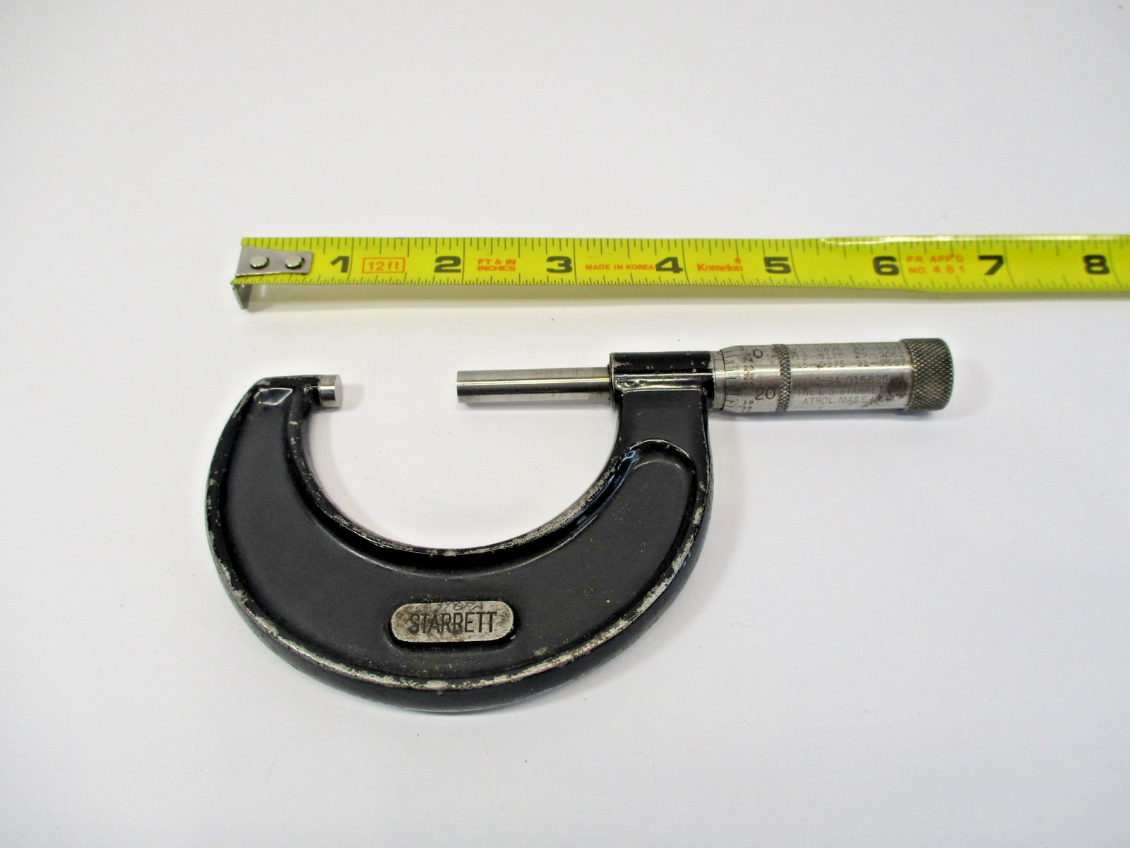 STARRETT # 436 Micrometer 1" - 2" x .001" Smooth Thimble Movement Checks On VGC