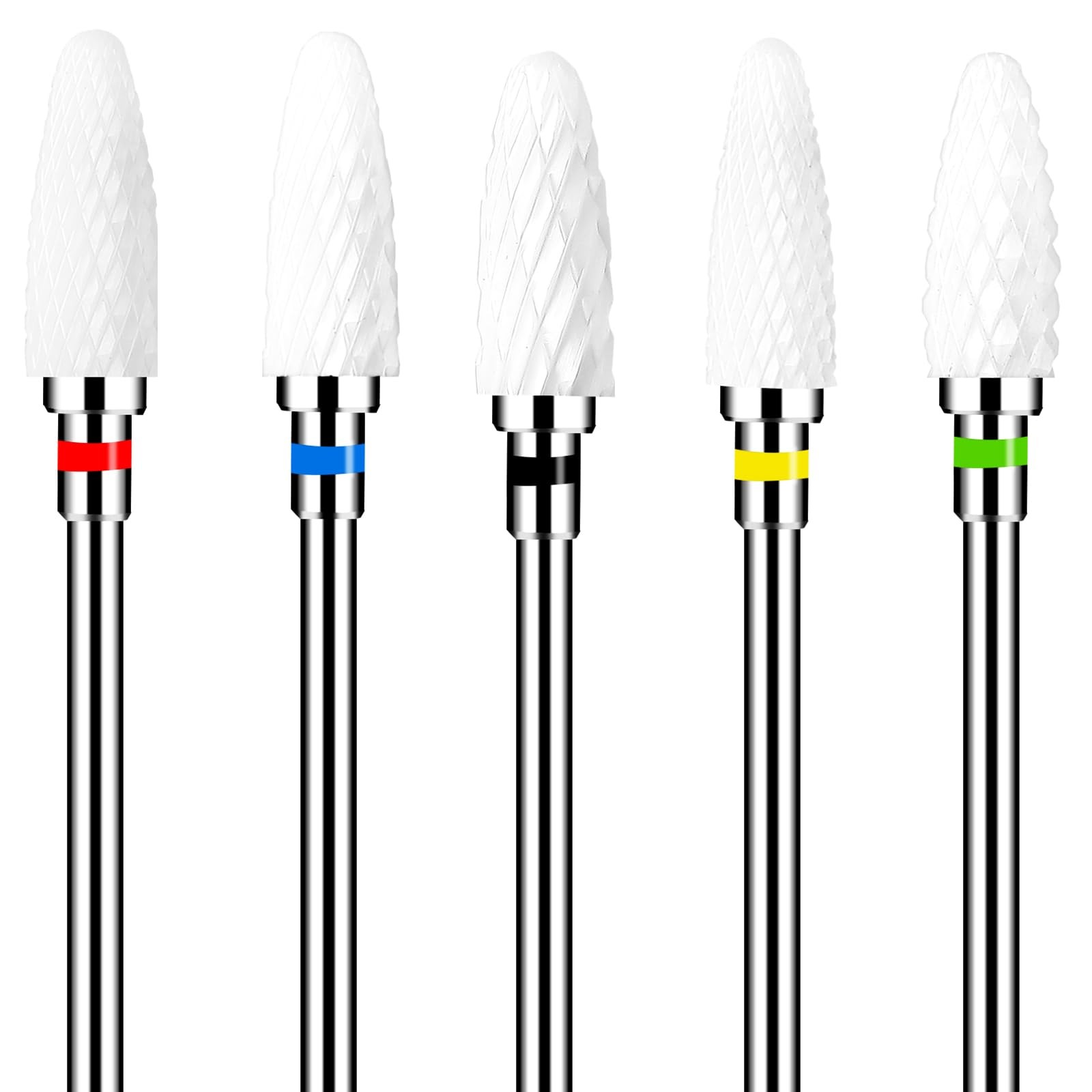 Gjinxi Ceramic Nail Drill Bits Set 5 Pcs Professional Corn Shape Ceramic Bits...