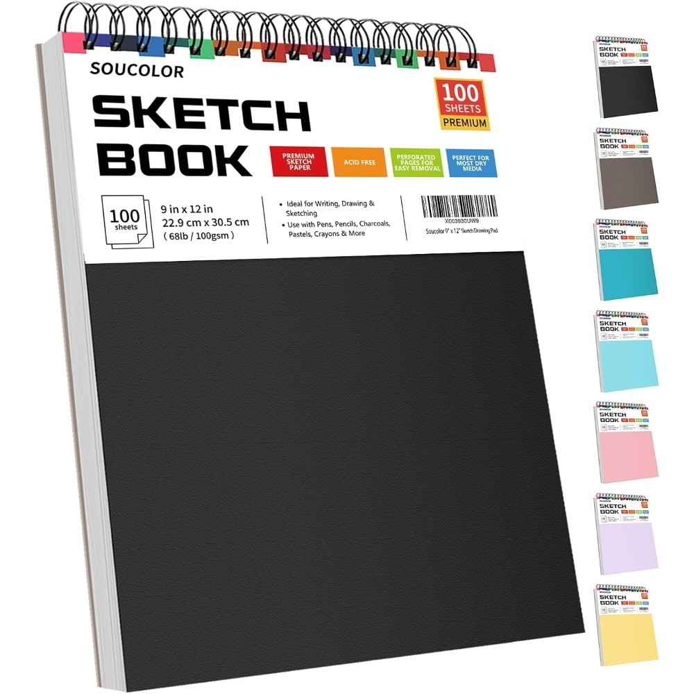 Sketch Book 9x12,100 Sheets, Art Sketchbook for Drawing Pad | 68lb