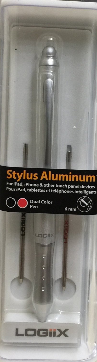 Logiix Dual Color Stylus/Pen Aluminium-Silver-Includes 2 Pen Refills