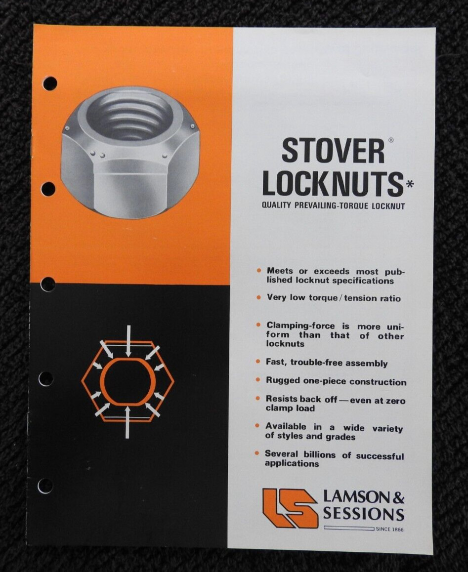 1973 Lamson & Sessions Stover Locknut Literature Signed Letter Cleveland OH