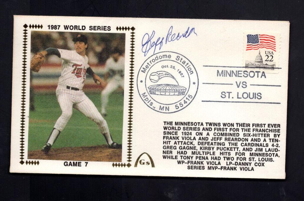 JEFF REARDON SIGNED Auto 1988 GATEWAY Catchet TWINS MLB BASEBALL "GAME 7"-authen