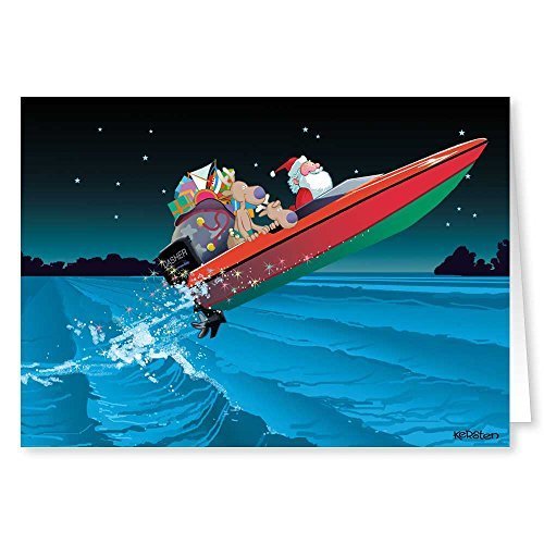Santa Speeboat Nautical Card 18 Cards and Envelopes -  60030