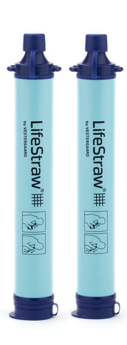 LifeStraw Personal Water Filter 2-Pack  Blue, Hiking, Camping & Travel