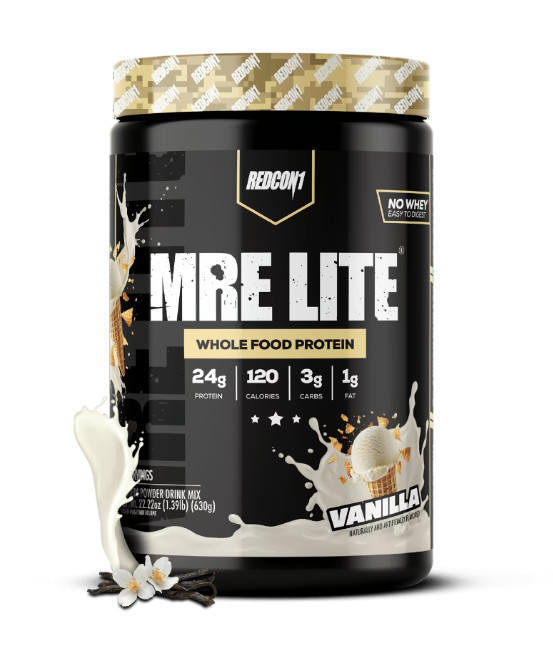 REDCON1 MRE Lite Whole Food Protein Powder, Vanilla Milkshake, Whey & Lactose Fr