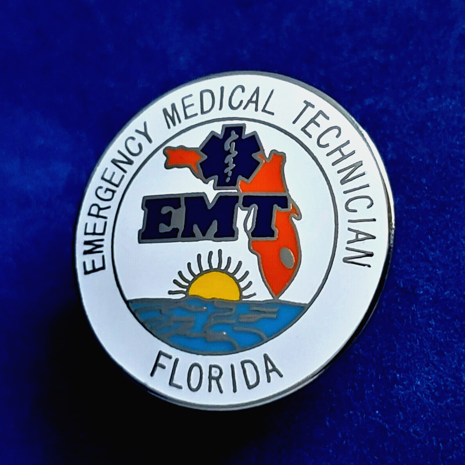 FLORIDA EMERG MEDICAL TECH PIN: 1" Size, Nickel-Silver Plated, #55