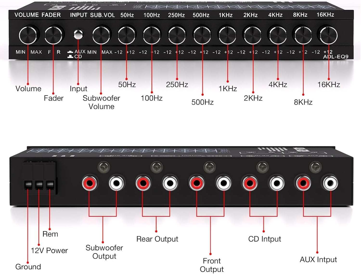 Car Audio Equalizer with Subwoofer Frequency Control^