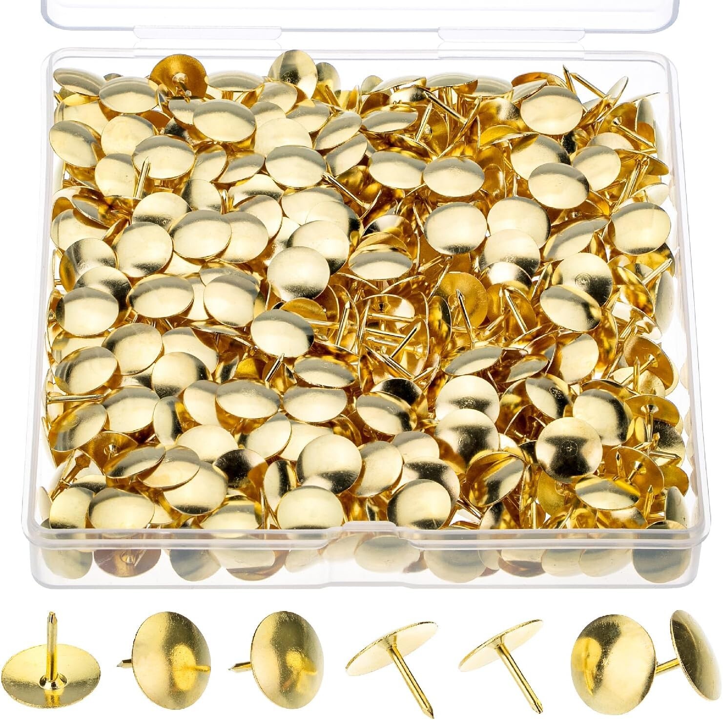 Stylish Gold Flat Thumb Tacks - 500 Metal Push Pins for Schools & Workspaces