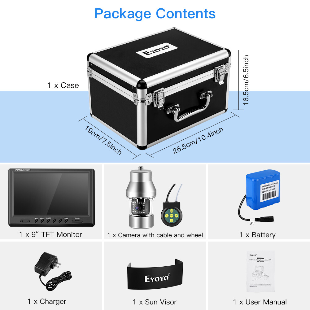 Eyoyo 9'' Underwater Fishing Camera 360° Panning Camera with 8G Video Recording