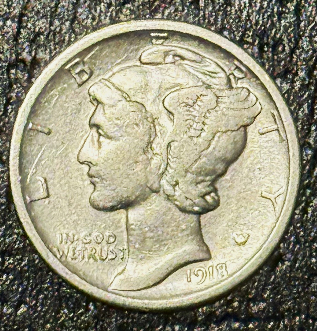 1918 D Mercury (Winged Liberty Head) Dime 10C - KEY DATE