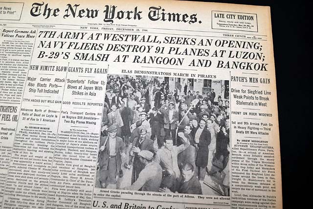 BATTLE OF THE BULGE Eve w/ MAPS - U.S. Armies Ready 1944 World War II Newspaper