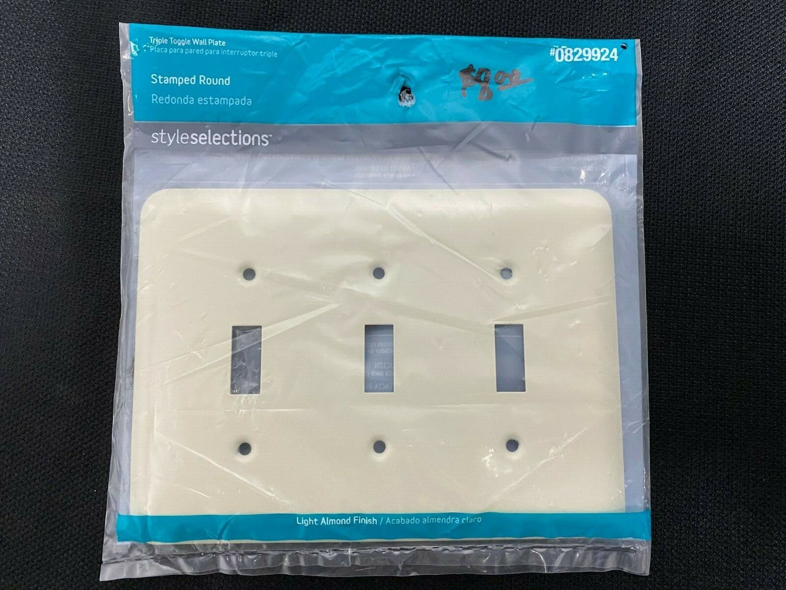 W10247-LAL-CP STYLE SELECTIONS TRIPLE TOGGLE WALL PLATE LIGHT ALMOND FINISH