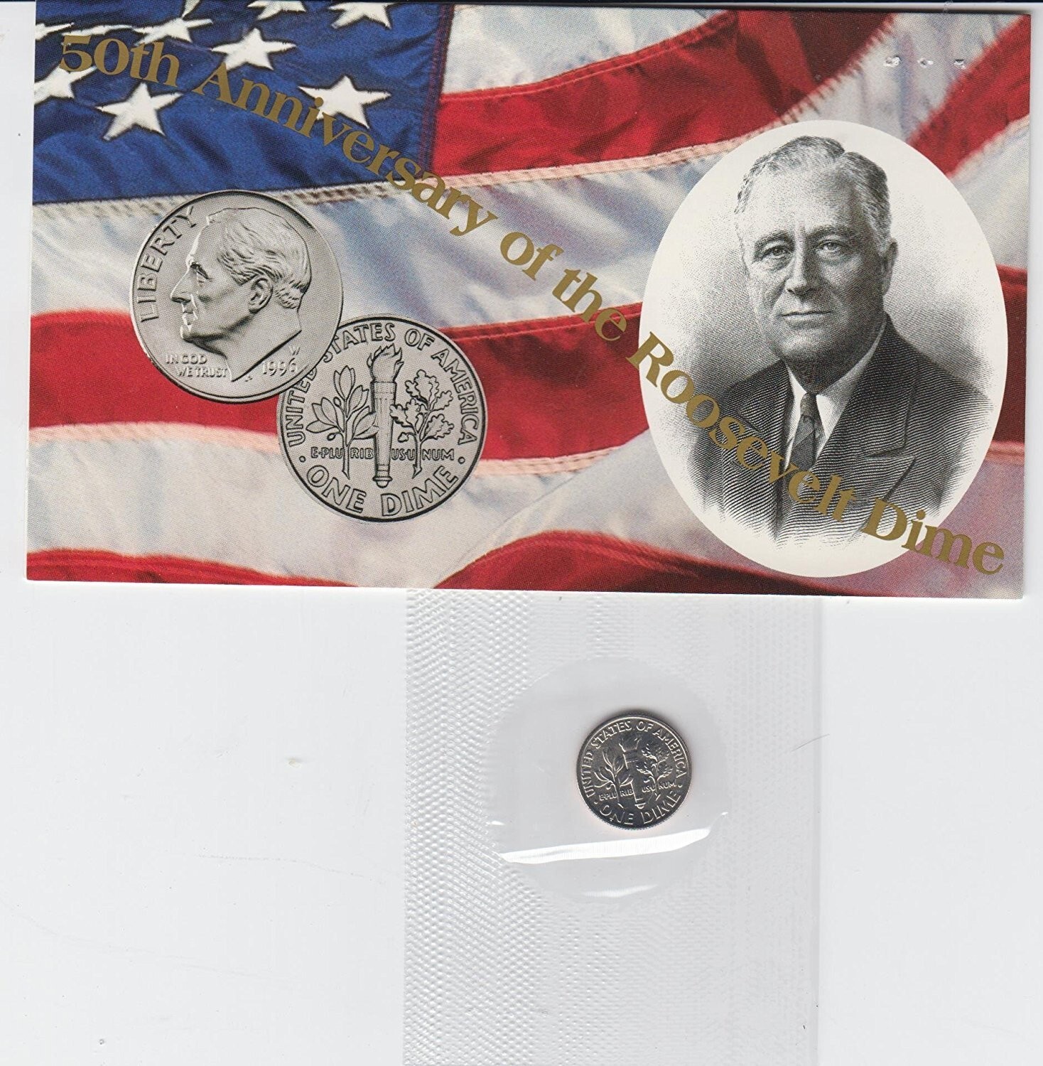 1996 W Roosevelt Dime  ~ 50th Anniversary Coin ~ with COA ~ US Mint Sealed ~