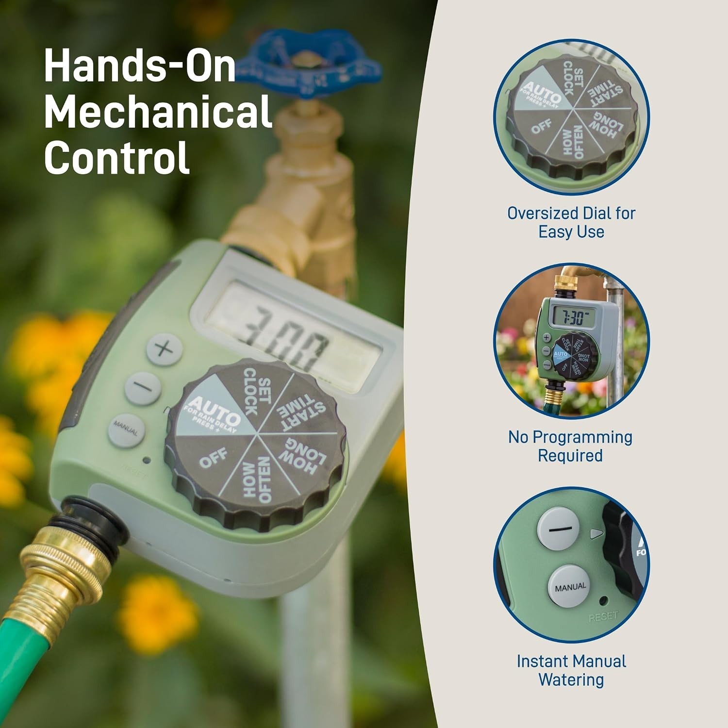 One Outlet Single-Dial Hose Faucet Timer - Easy Programmable - For Garden Wat...