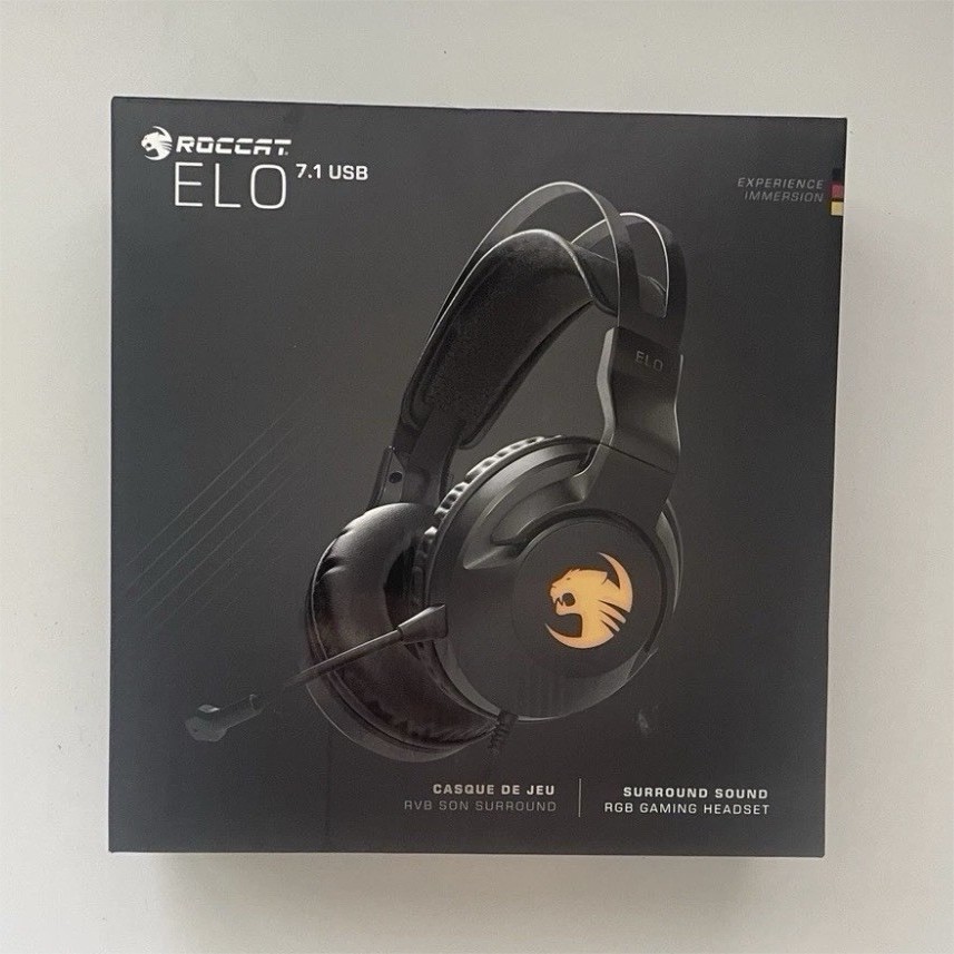ROCCAT Elo 7.1 USB RGB Gaming Headset Surround Sound, Detachable Mic, Black