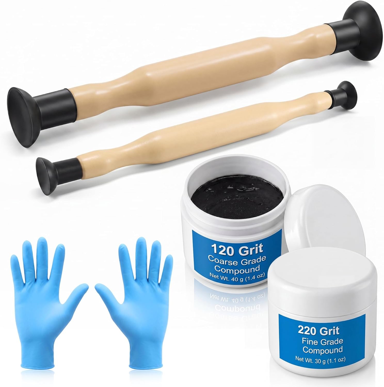 Complete Valve Grinding Kit with Lapping Sticks 120 220 Grit Compound Tool Set