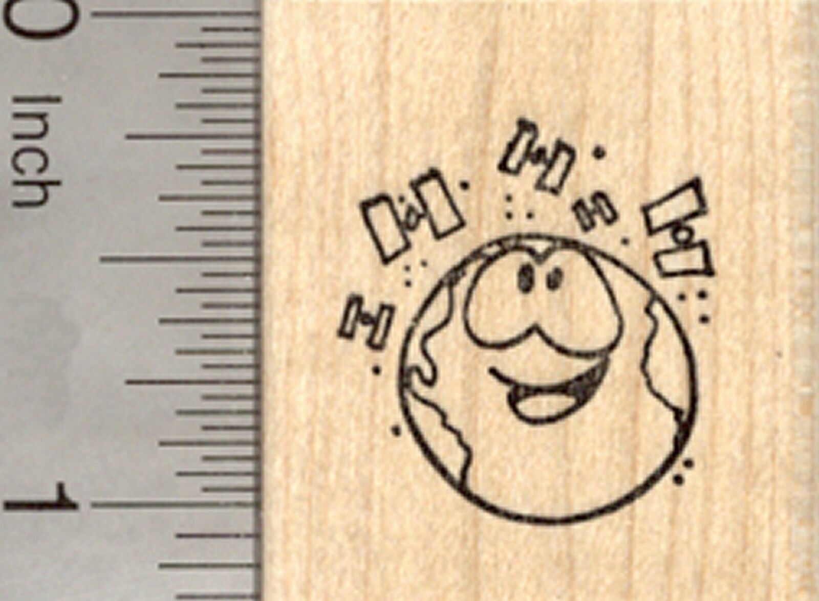 Earth with Satellites Rubber Stamp, Geocaching D23808 WM