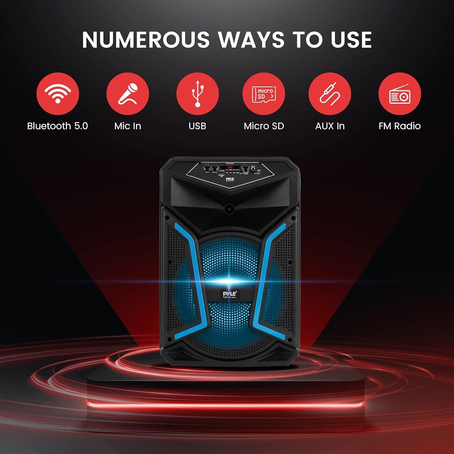 Pyle 12in Bluetooth PA Speaker System 800W Rechargeable & Durable & Stylish