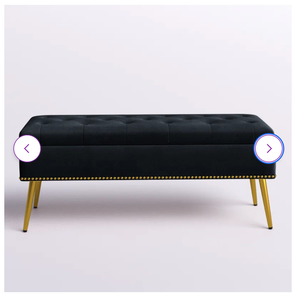 Upholstered Flip Top Storage Bench - already assembled, black and gold