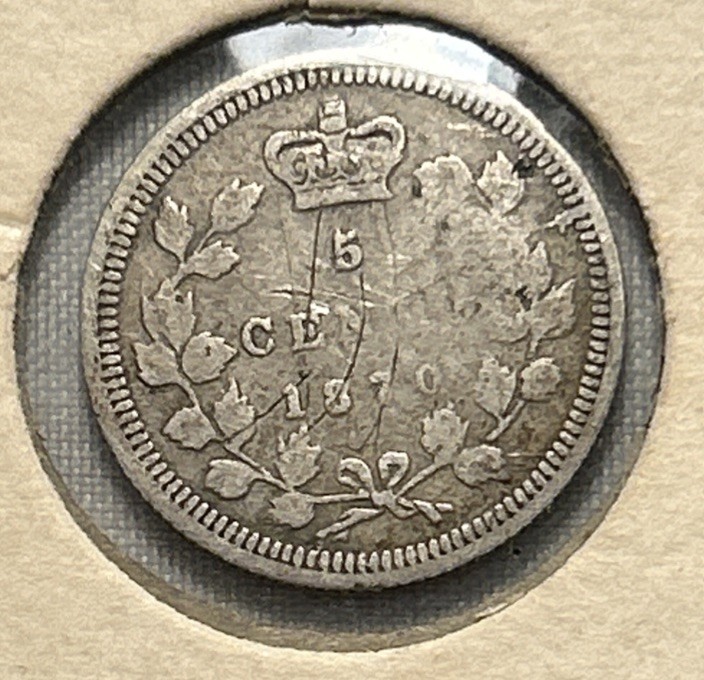 CANADA-1870 WIRE RIM 5 CENT SILVER