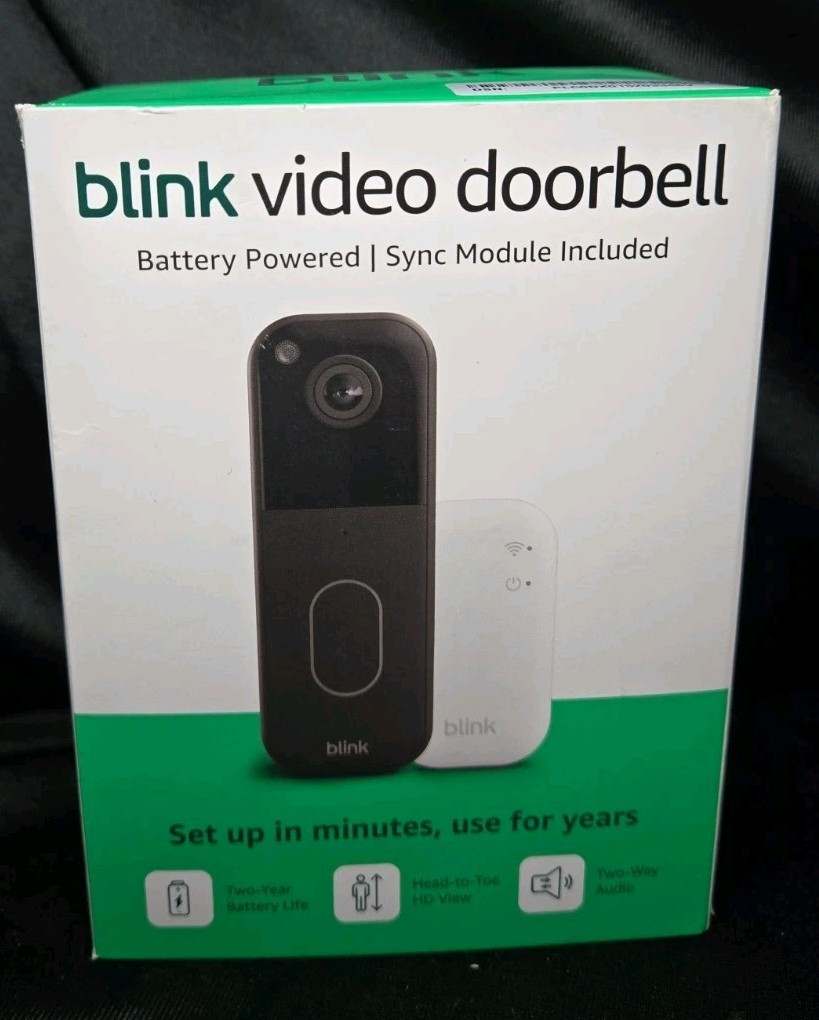 Blink Video Doorbell Battery 2nd Generation w/Sync Module Black - New
