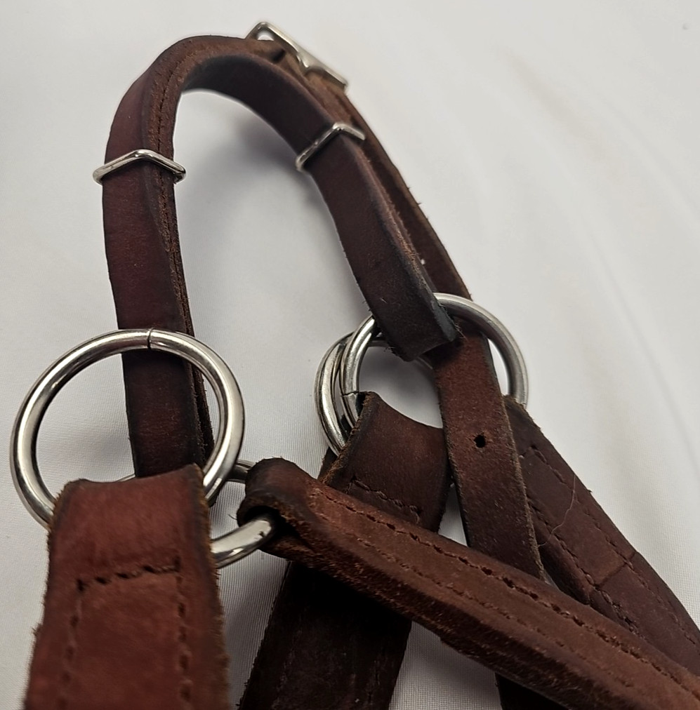 Horse Tack Leather Sidepull Bitless Western Bridle Heavy & Soft w/ Rawhide Stays