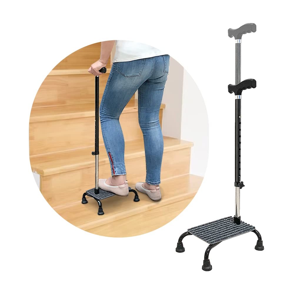 Stair Climbing Assist Cane Half Steps for Seniors 11.5" X 8" X 38.5", black