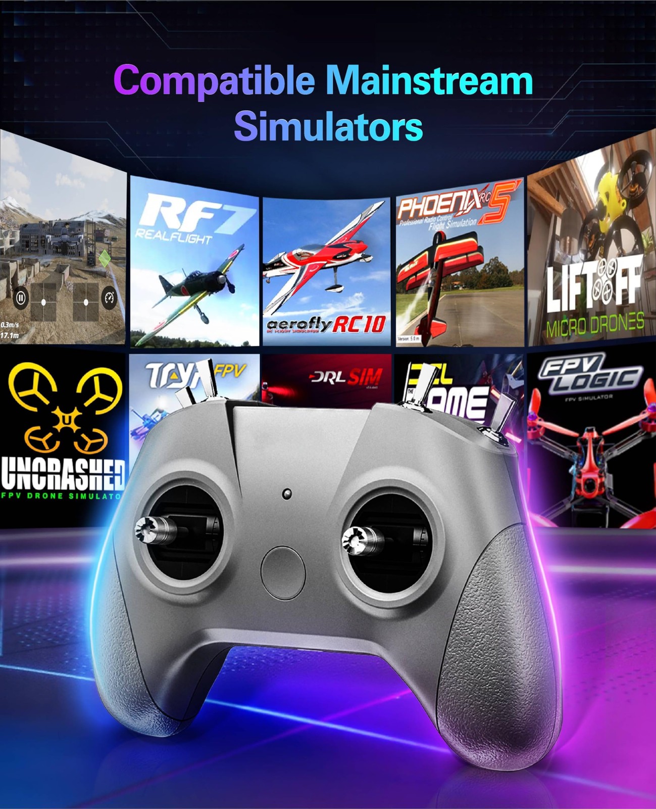 FLYDrone S8 Pro Drone Simulator Controller for FPV Beginner Pilots Grey