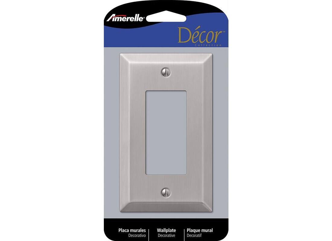 Century Wallplate, 4-15/16 in L, 2-7/8 in W, 1 -Gang, Steel, Brushed Nickel