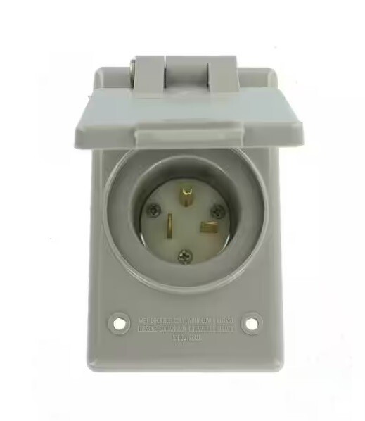 Leviton 20 Amp 250-Volt Straight Blade Grounding Power Inlet Outlet, Gray