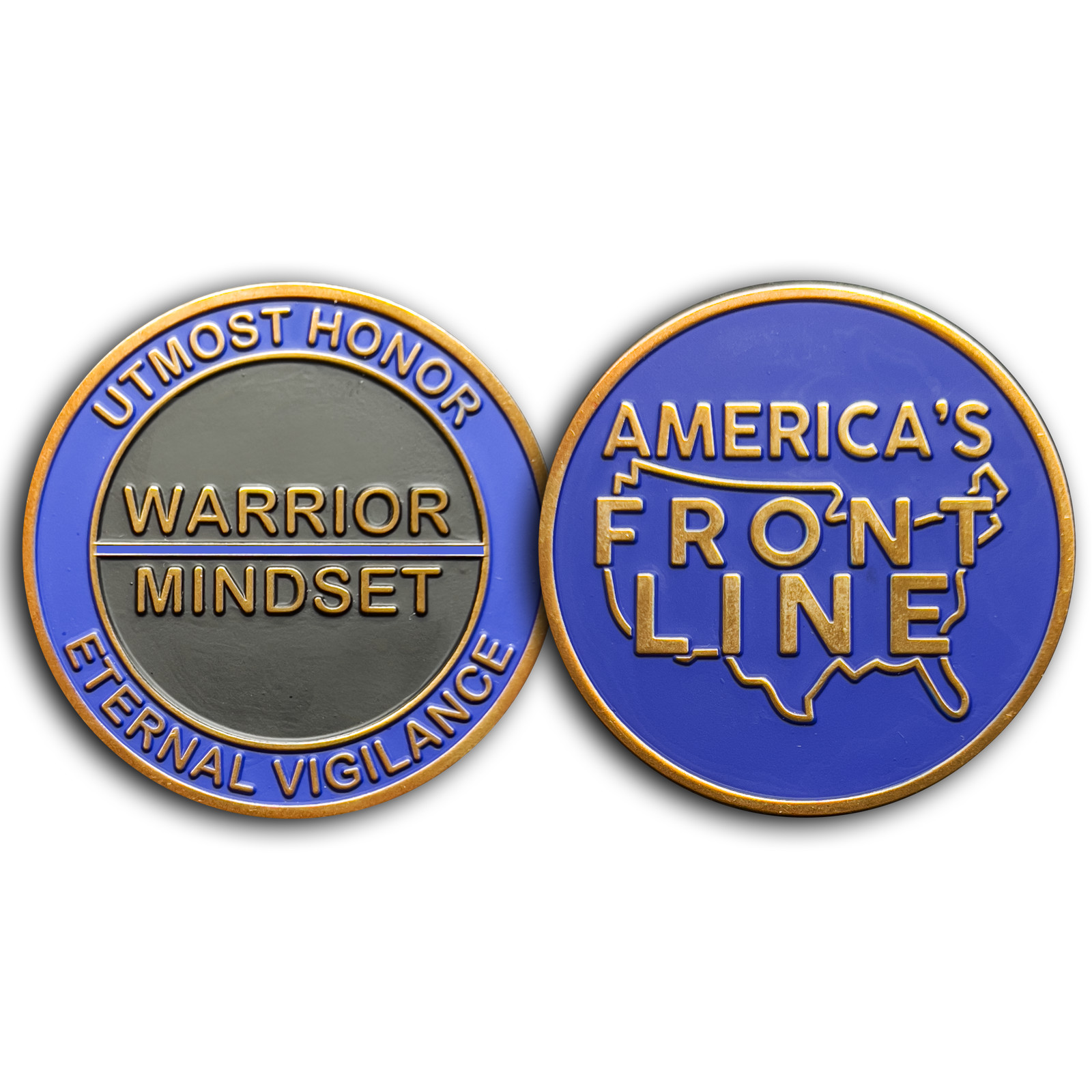 GL8-004 Warrior Mindset Challenge Coin Thin Blue Line NYPD LAPD ATF FBI CBP