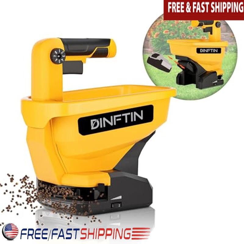 Battery Powered Spreader 20V 60V Lawn Seeds Salt Deicer Granules Yellow