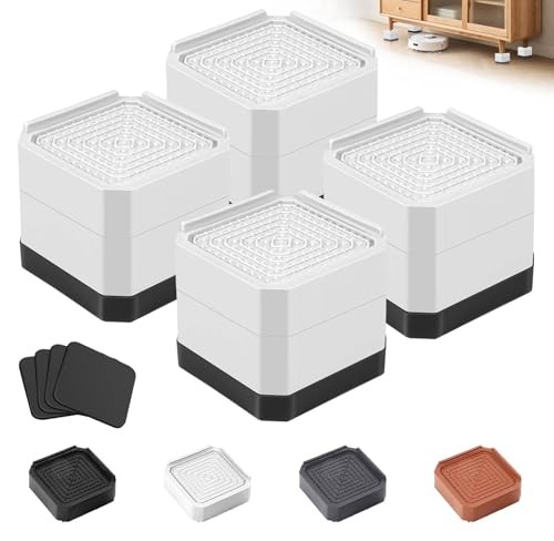Furniture Risers Bed Risers - Rectangular Adjustable two layers 3inches White