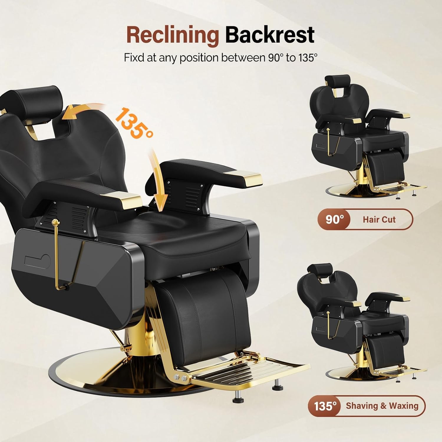 360° Swivel Heavy Duty Salon Chair, Adjustable Headrest & Footrest, Beauty Chair