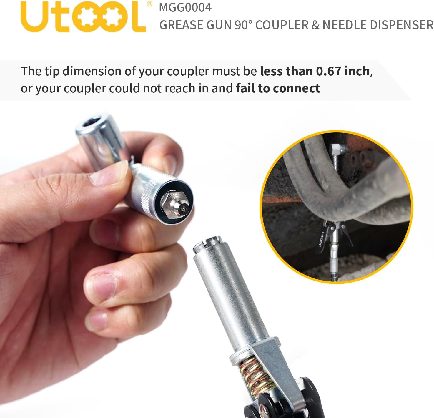 UTOOL Grease Gun Accessory Kit, 90 Degree Coupler, Needle Nozzle, Grease...