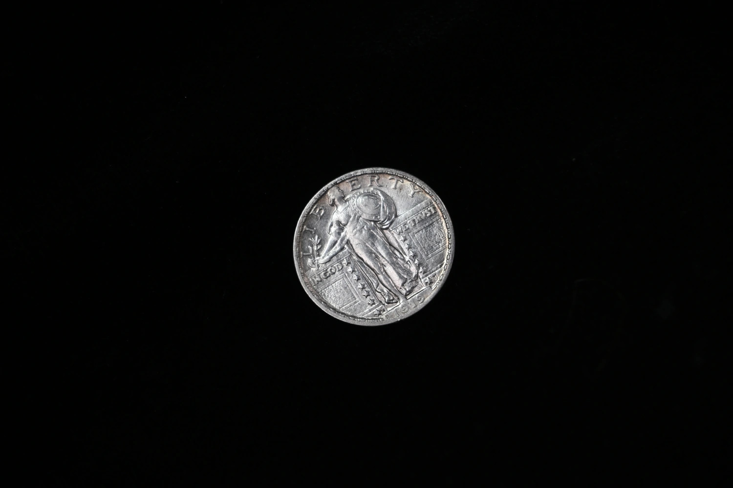 1919-D 25c Standing Liberty Silver Quarter - Cleaned