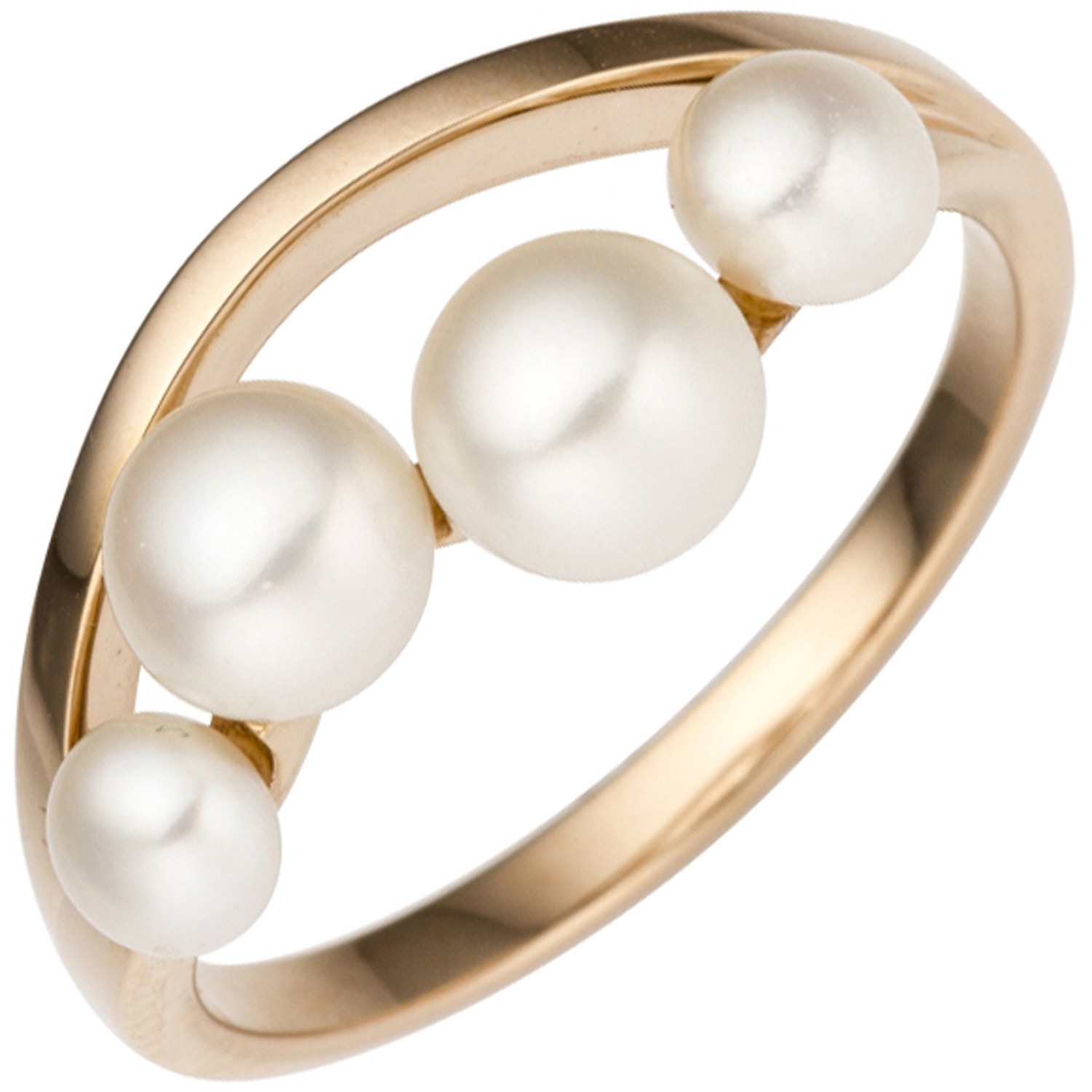 Jobo ladies' ring 585 rose gold rose gold 4 freshwater pearls pearl ring rose gold ring