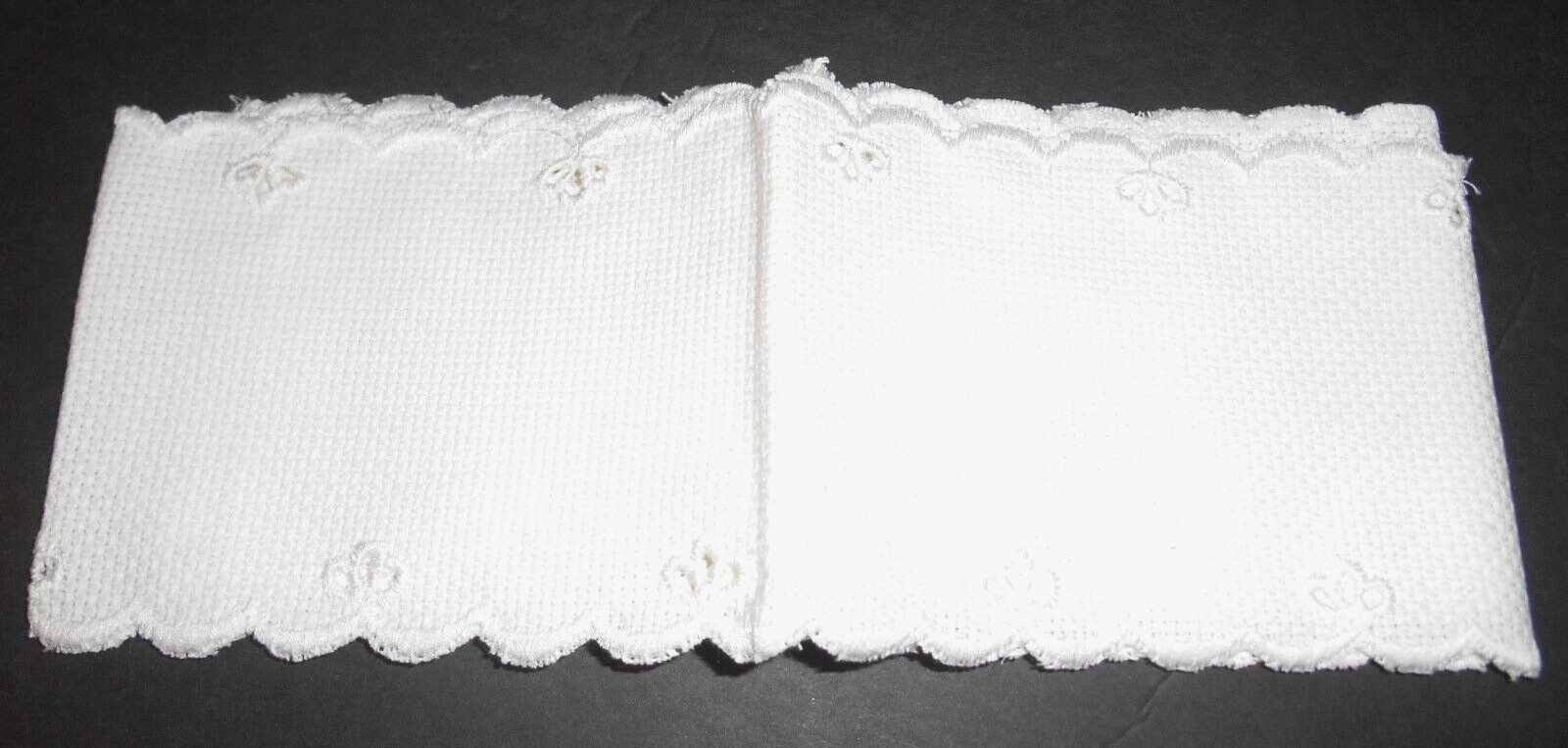 Scalloped Embroidered Eyelet Aida 14 Count Band Trim WHITE 1 Yard by 3.5"