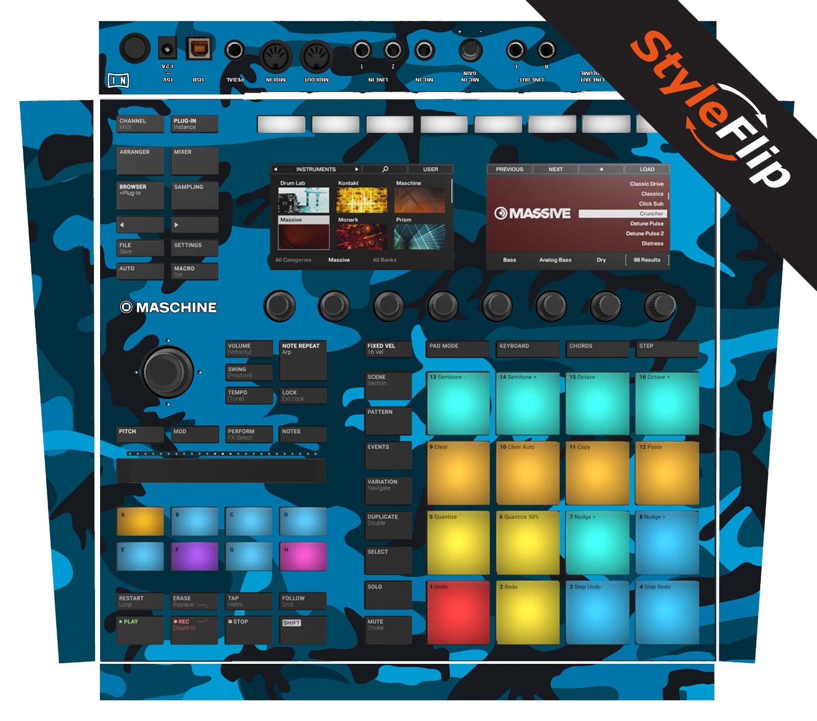 Native Instruments Maschine MK3 | Camo Blue | Protective Decal | StyleFlip Skins