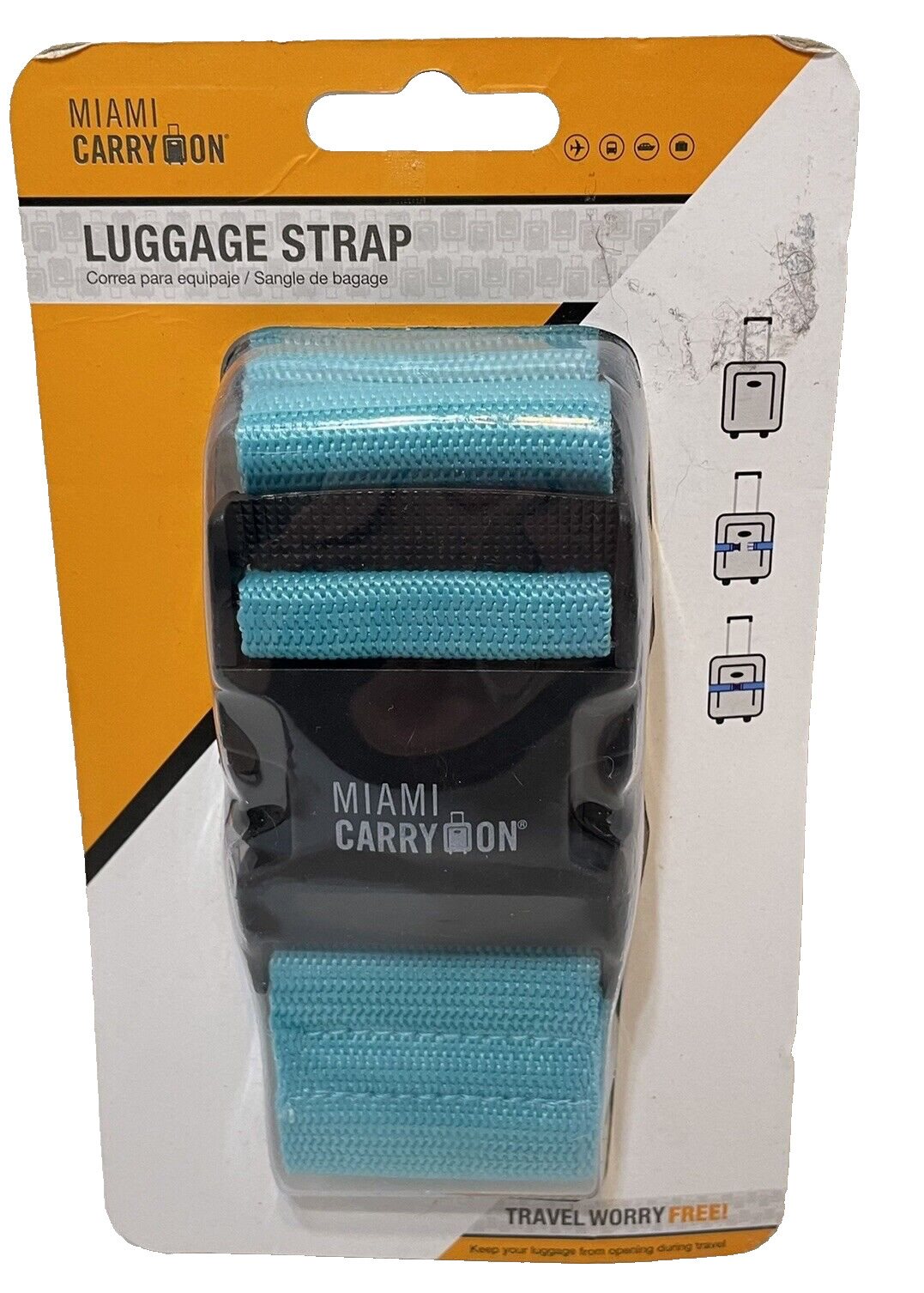 Miami Carry On Luggage Strap for Carry Ons and More New in Package Blue