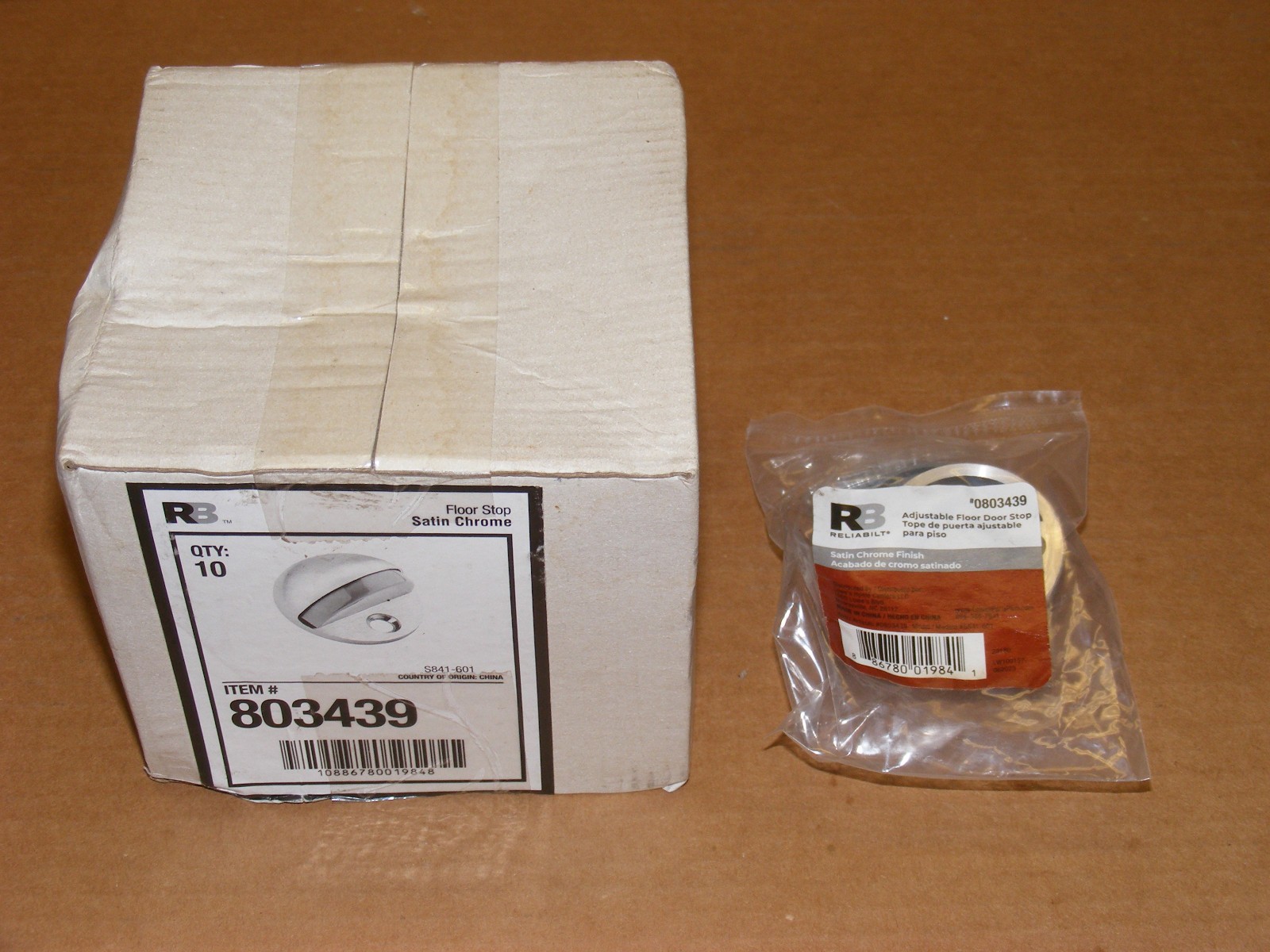 (10) Reliabilt Satin Chrome Floor Stops 803439 - Box of 10